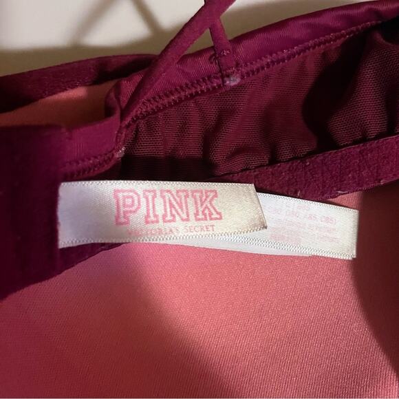 PINK Victoria’s Secret Size L Push-Up Bra Mesh Logo Berry Purple Padded Y2K Alt - Picture 5 of 7